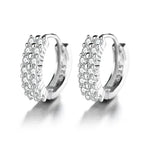 Crystal Charm Silver-Tone Stainless Steel Hoop Earrings