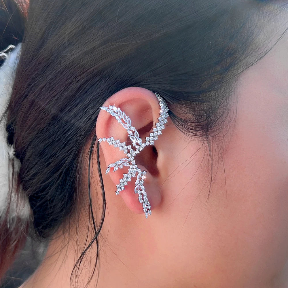 Geometric CZ Luxury Statement Ear Cuff Climber Earrings