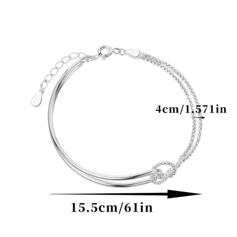 Chloe Minimalist Silver Wavy Chain Bracelet Set