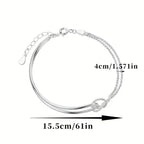 Chloe Minimalist Silver Wavy Chain Bracelet Set