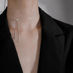 925 Sterling Silver Tassel Snake Chain Necklace
