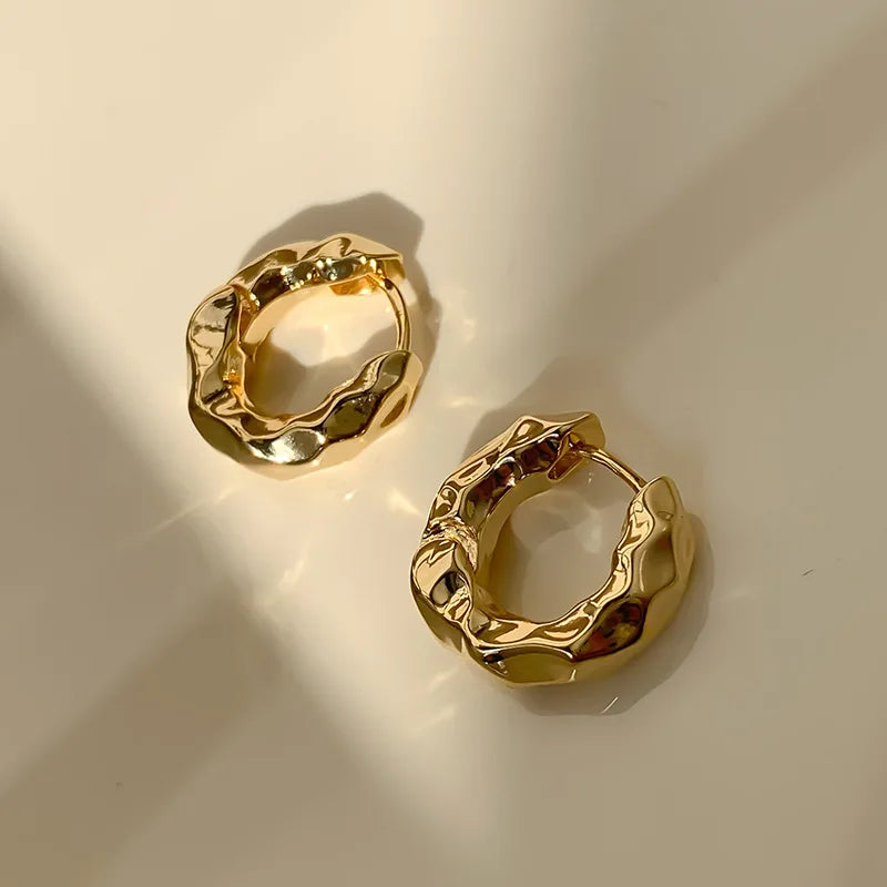 Geometric Gold-Tone U-Shape Hoop Earrings