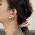 Brushed Frosted Golden Ball Hoop Earrings