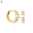 925 Silver Needle Pearl Huggie Hoop Earrings