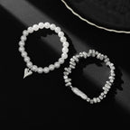 Isla Two-Piece Pearl and Heart Charm Bracelet Set
