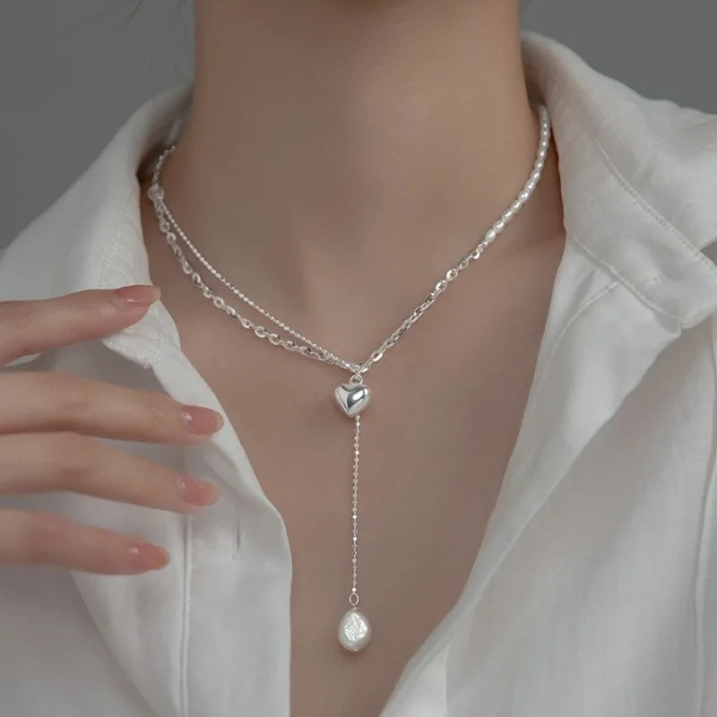 925 Sterling Silver Simple Pearl Pendant Necklace