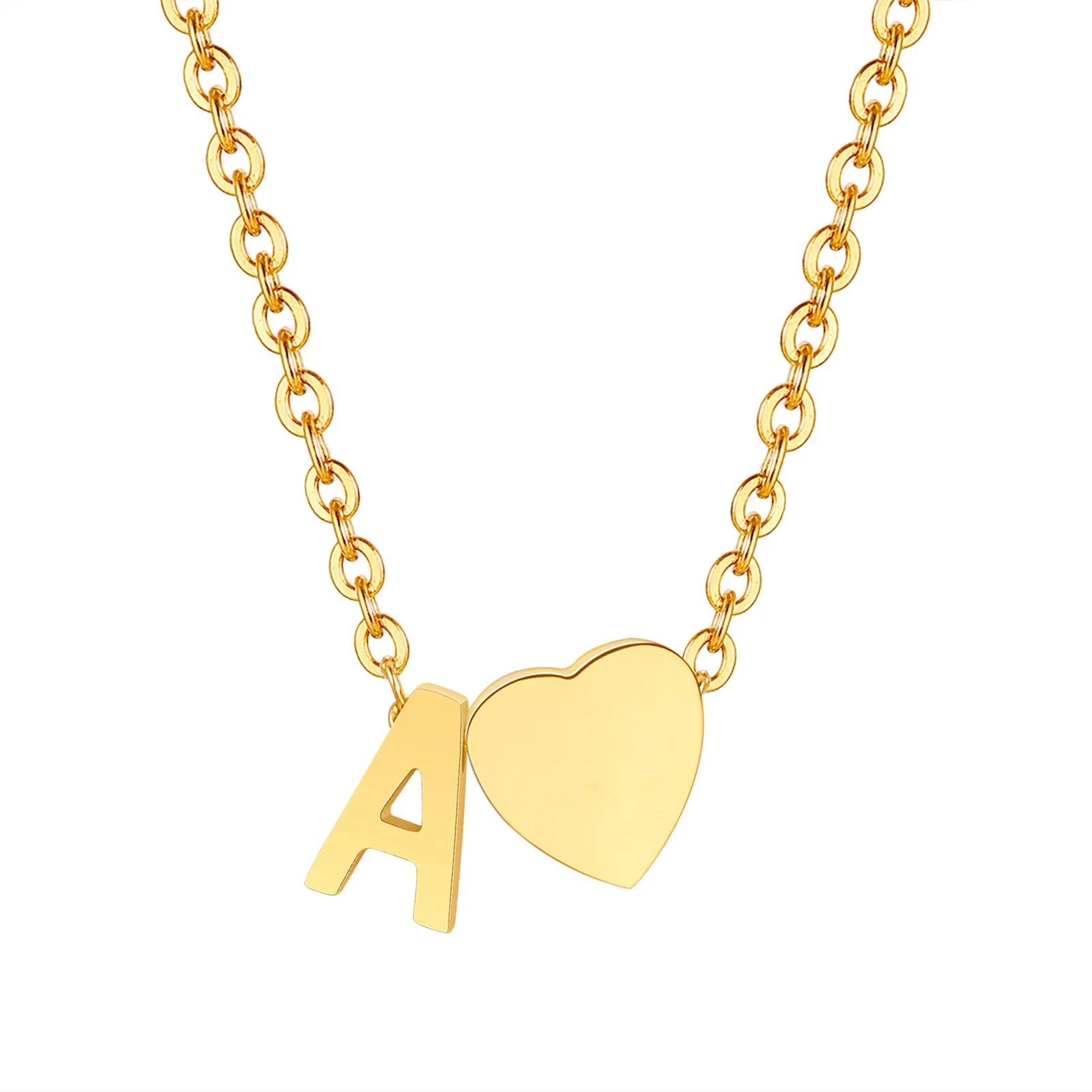 18K Gold Plated Petite Initial Heart Pendant Necklace