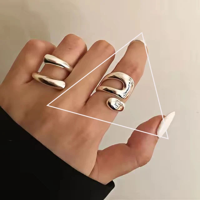 Irregular Shell Overlapping 925 Sterling Silver Ring