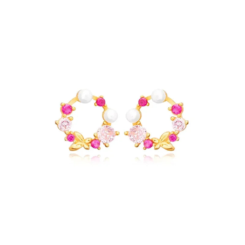 925 Silver Needle Pearl Huggie Hoop Earrings