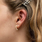 925 Silver Needle Pearl Huggie Hoop Earrings