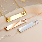 Hollow Heart Cutout Steel Bar Pendant Necklace Set (5 Pack)