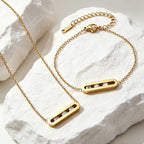 18K Gold Plated Moving CZ Necklace & Bracelet Set