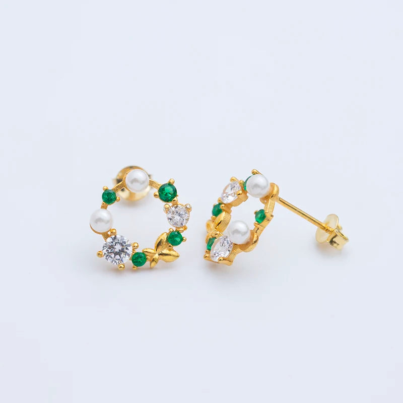 925 Silver Needle Pearl Huggie Hoop Earrings