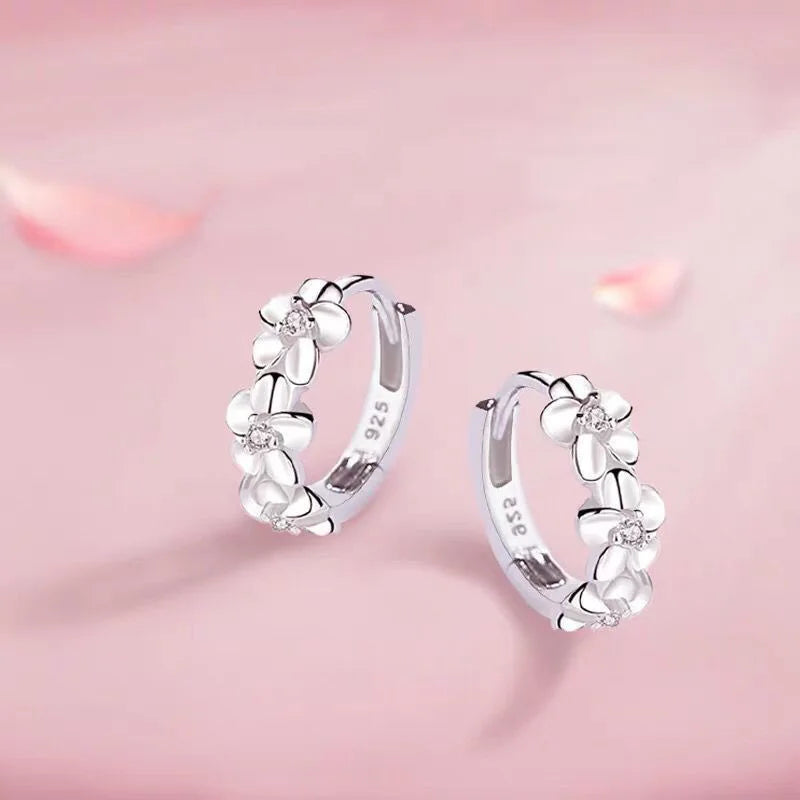 Small Floral Round 925 Sterling Silver Earrings