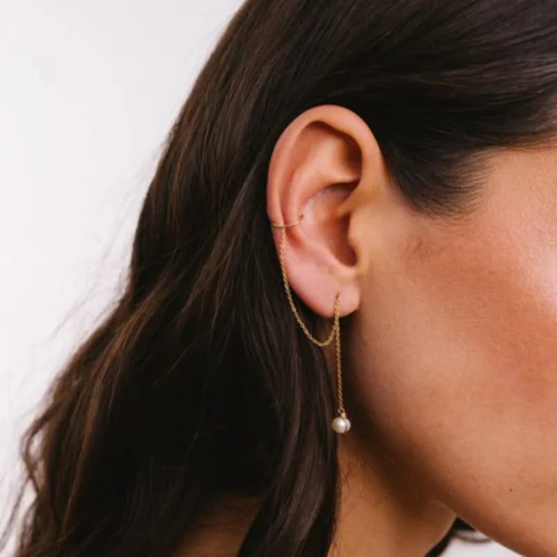 Handcrafted 14K Gold Filled Pearl Non-Pierced Ear Cuff