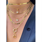 Vintage Geometric Crystal Multi-Tier Snake Chain Necklace