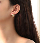 925 Silver Needle Pearl Huggie Hoop Earrings