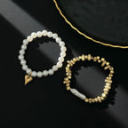Isla Two-Piece Pearl and Heart Charm Bracelet Set