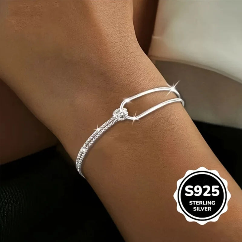 Chloe Minimalist Silver Wavy Chain Bracelet Set