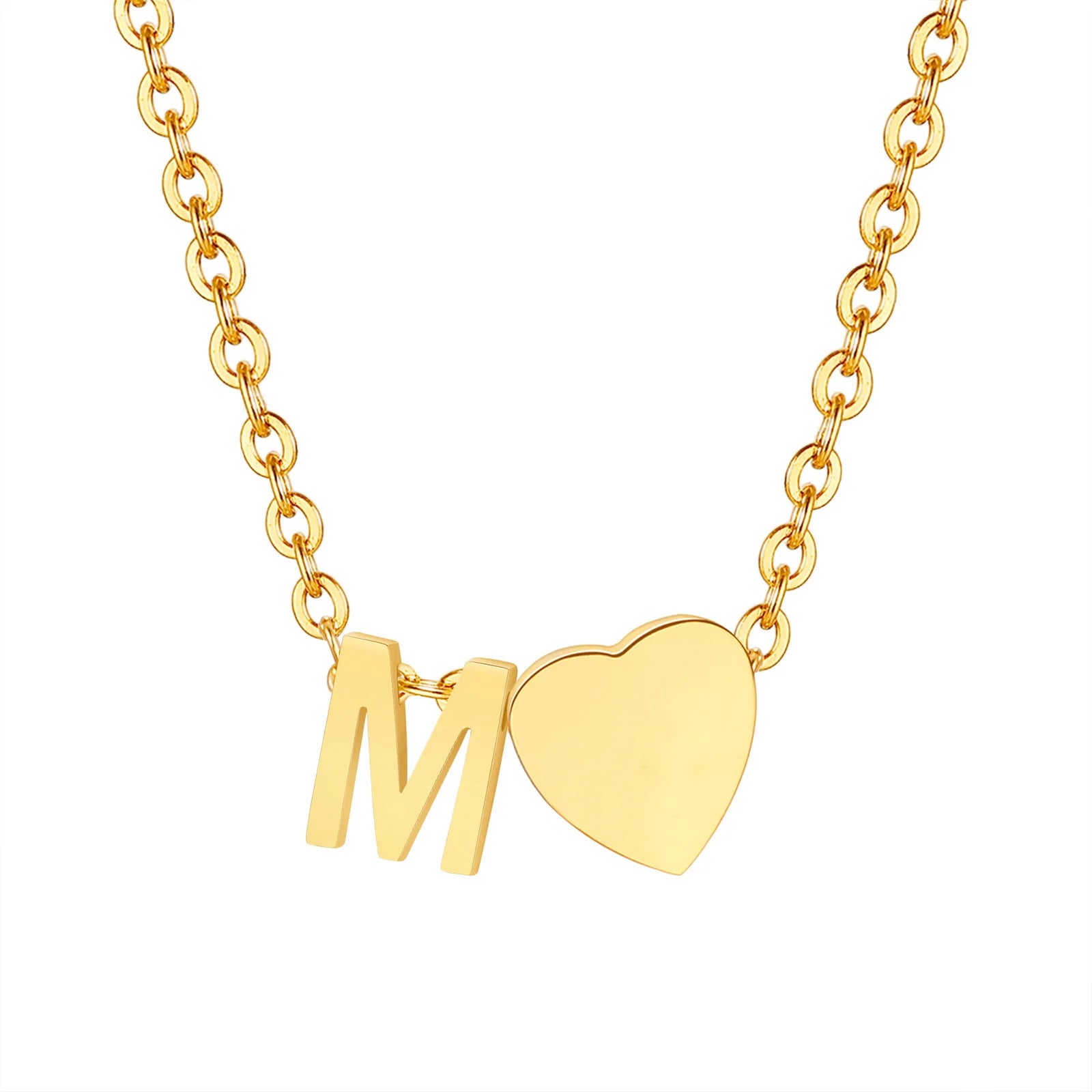 18K Gold Plated Petite Initial Heart Pendant Necklace