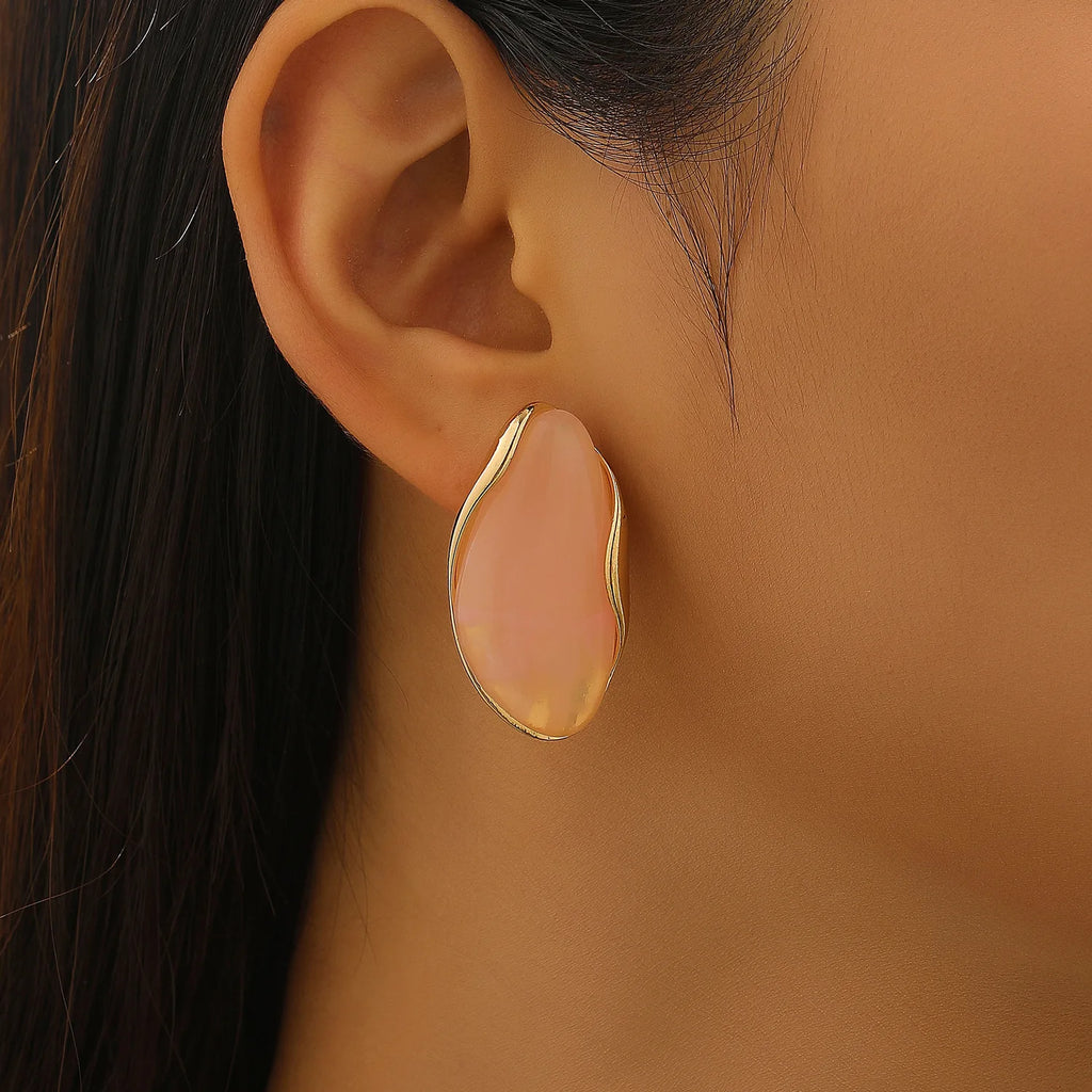 Translucent Amber Resin Chunky Teardrop Hoop Earrings