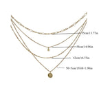 Three-Layer Coin Disc Bead Chain Necklace