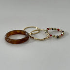 4-Piece Colorful Bead & Irregular Line Ring Set