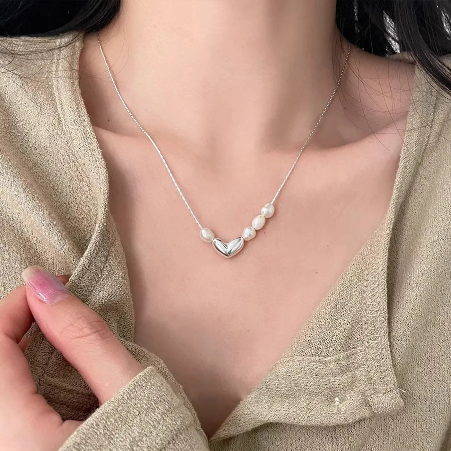 925 Sterling Silver Simple Pearl Pendant Necklace
