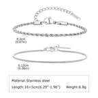 Nexus Stainless Steel Cuban and Rope Chain Bracelet Set