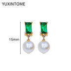 925 Silver Needle Pearl Huggie Hoop Earrings