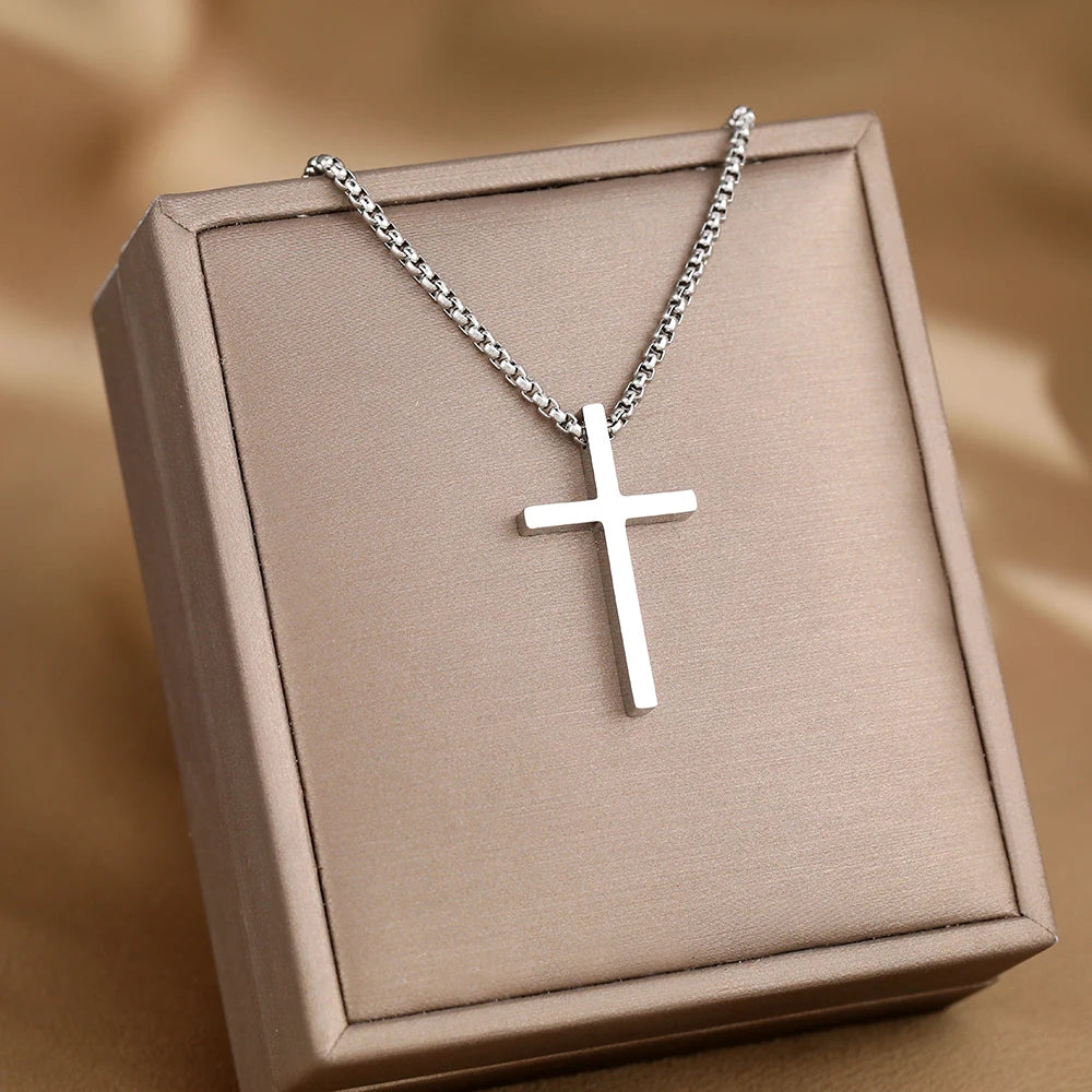 Stainless Steel Y2K Grunge Cross Pendant Necklace