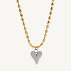 18K Gold Plated Stainless Steel Heart Bead Chain Necklace