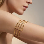 Minimalist Gold Spiral Geometric Upper Arm Cuff
