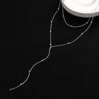 14K Gold Plated Stainless Steel Y-Shaped CZ Necklace