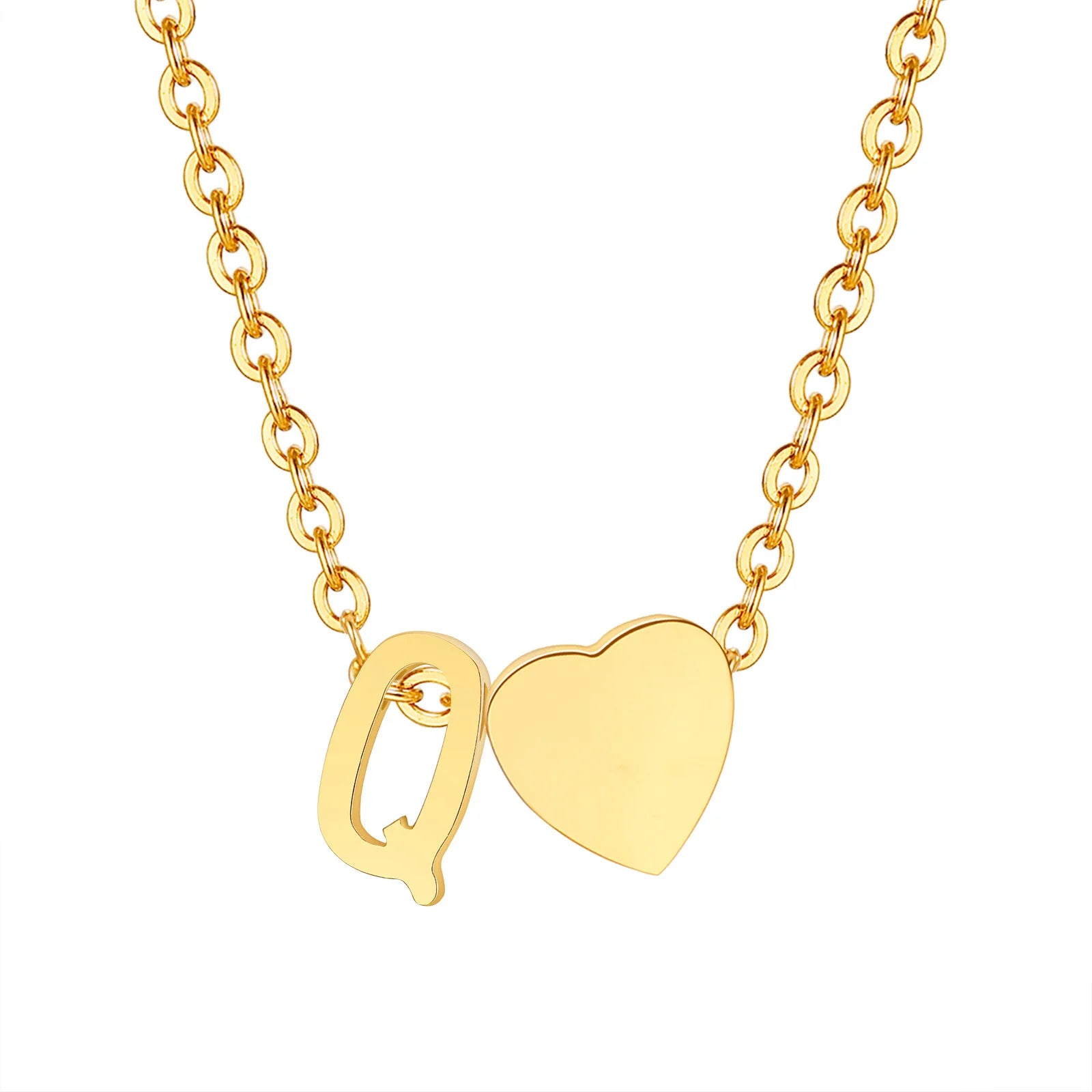 18K Gold Plated Petite Initial Heart Pendant Necklace
