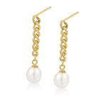 925 Silver Needle Pearl Huggie Hoop Earrings