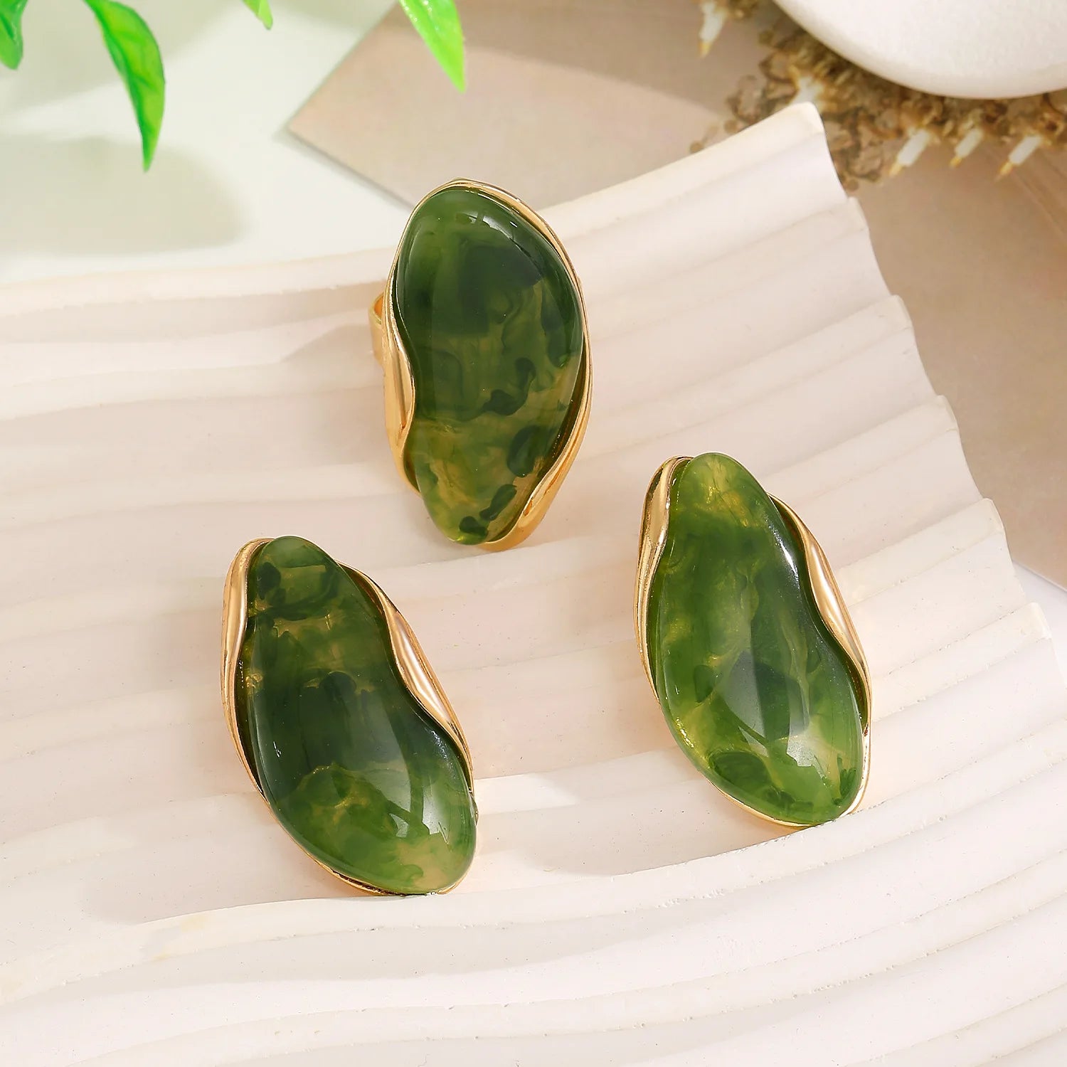 Translucent Amber Resin Chunky Teardrop Hoop Earrings