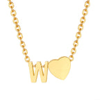 18K Gold Plated Petite Initial Heart Pendant Necklace