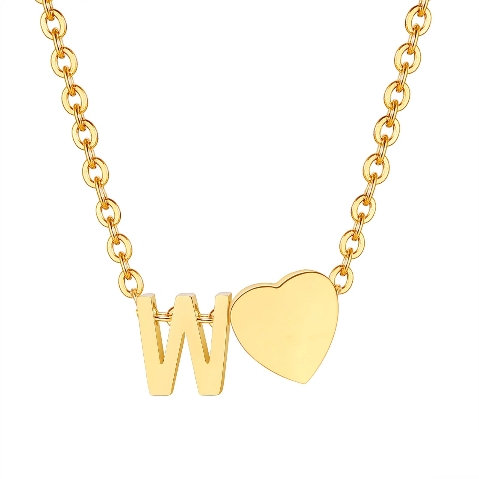 18K Gold Plated Petite Initial Heart Pendant Necklace