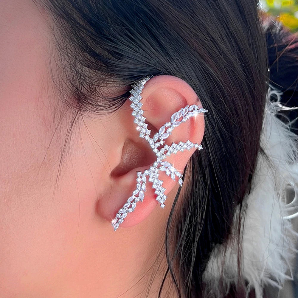 Geometric CZ Luxury Statement Ear Cuff Climber Earrings