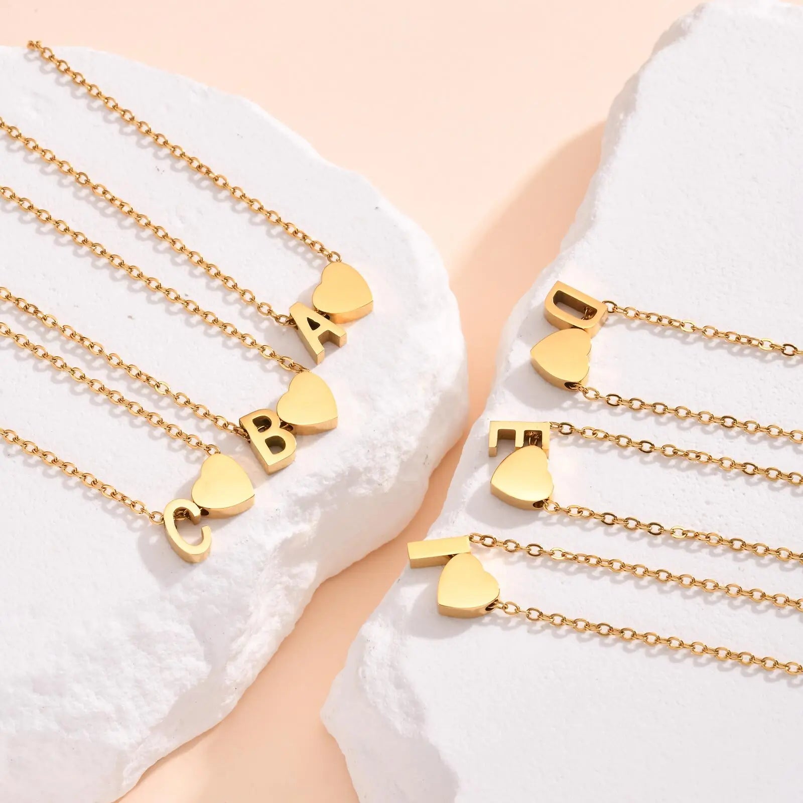 18K Gold Plated Petite Initial Heart Pendant Necklace