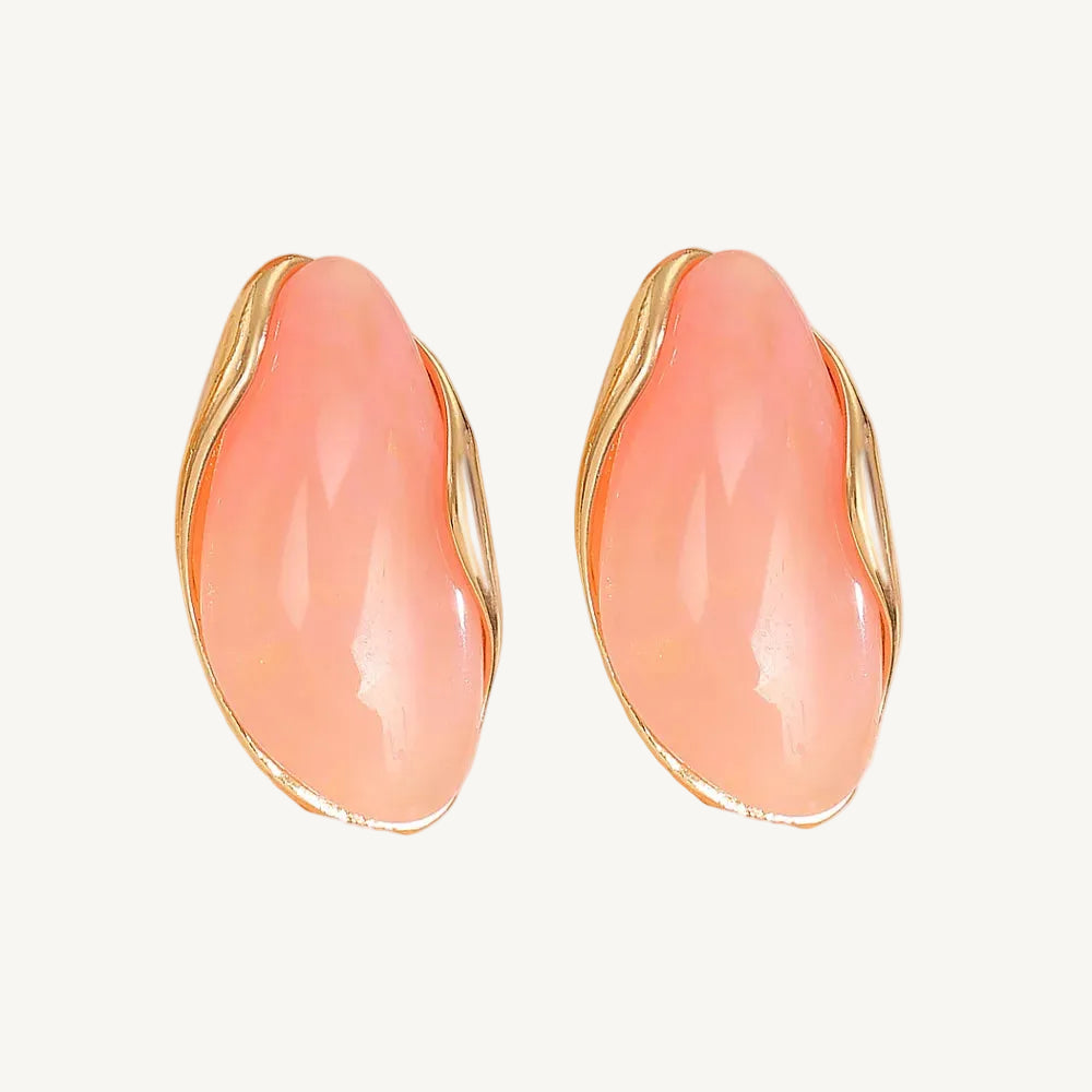 Translucent Amber Resin Chunky Teardrop Hoop Earrings