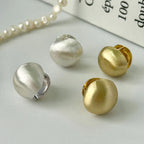 Brushed Frosted Golden Ball Hoop Earrings