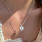 925 Sterling Silver Simple Pearl Pendant Necklace