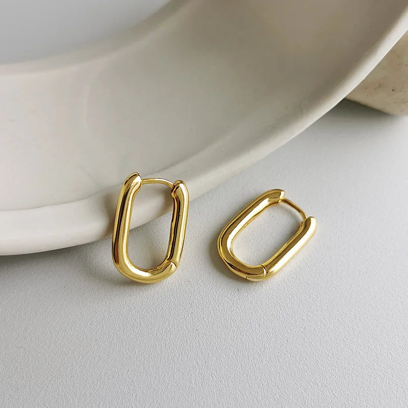 Geometric Gold-Tone U-Shape Hoop Earrings