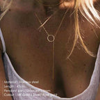 Minimalist Leaf & Pearl Round Rod Pendant Necklace