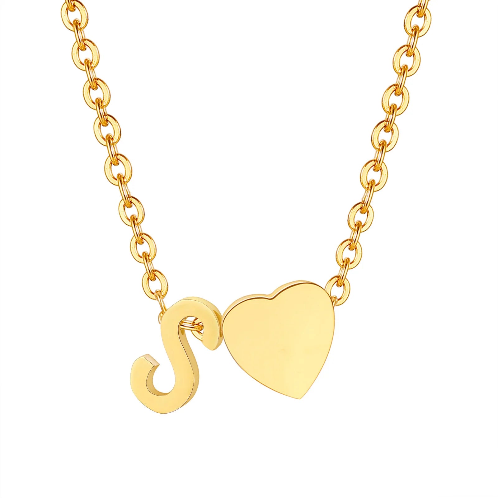18K Gold Plated Petite Initial Heart Pendant Necklace