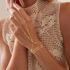 Celine Minimalist Thin Chain Connected Finger Ring Bracelet