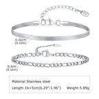 Nexus Stainless Steel Cuban and Rope Chain Bracelet Set