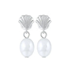 925 Silver Needle Pearl Huggie Hoop Earrings